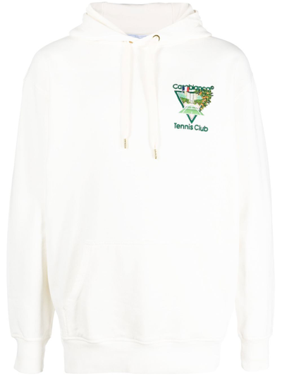 Shop Casablanca Tennis Club Icon Hoodie In Weiss