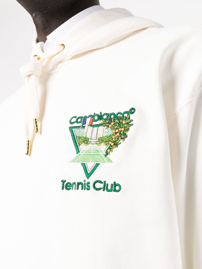 Shop Casablanca Tennis Club Icon Hoodie In Weiss