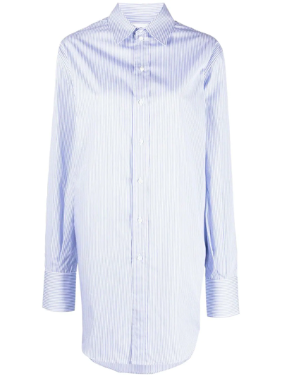 Shop Sa Su Phi Striped Long-line Shirt In Blau