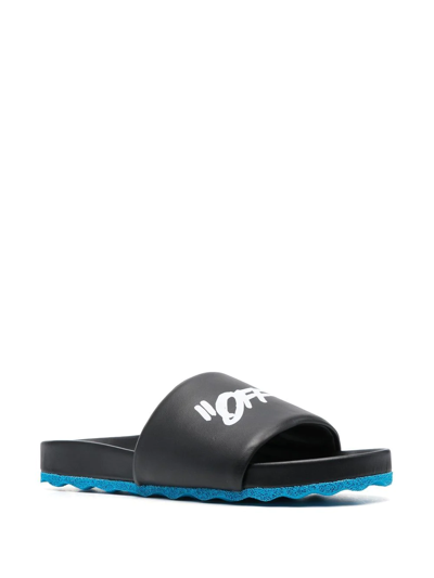 Shop Off-white Logo-print Slides In Schwarz