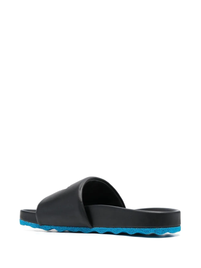 Shop Off-white Logo-print Slides In Schwarz