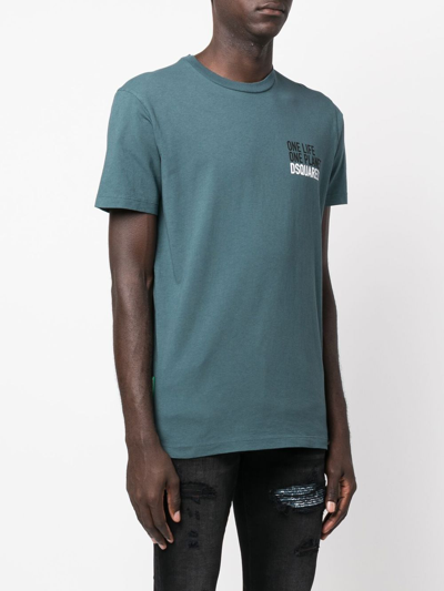 Dsquared2 Man T-shirt Deep Jade Size 3xl Cotton In Blau