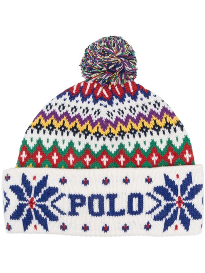 Polo Ralph Lauren Argyle Logo-knit Beanie Hat In White | ModeSens