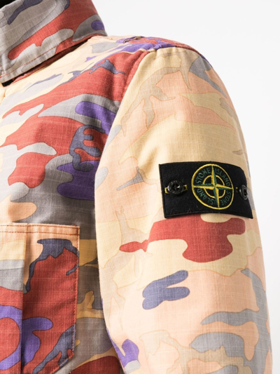 Shop Stone Island Camouflage-print Jacket In Gelb