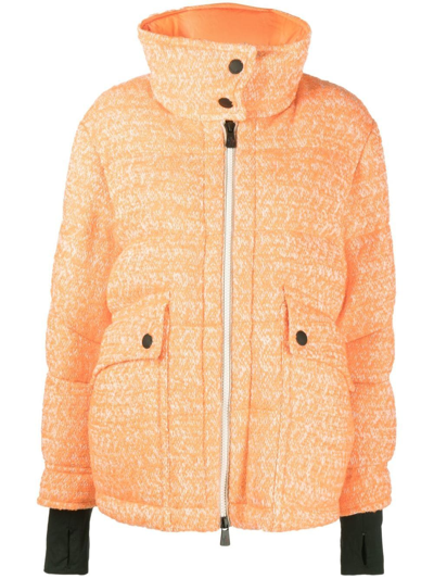 Shop Moncler Hooded Padded Jacket In Orange