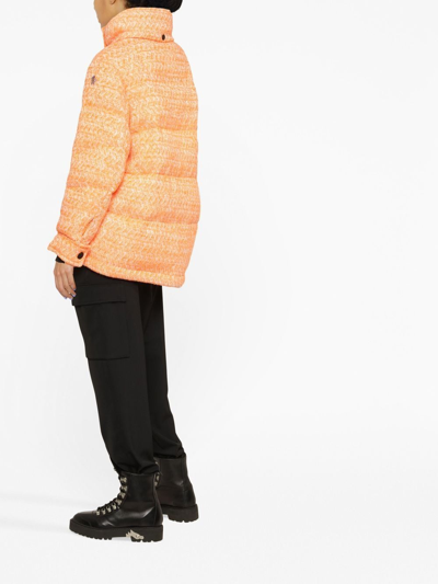 Moncler Anteines Tweed Down Jacket In Orange