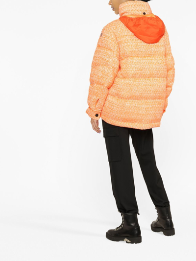 Moncler Anteines Tweed Down Jacket In Orange