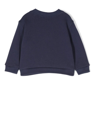 Shop Palm Angels Logo-print Cotton Sweatshirt In Blau