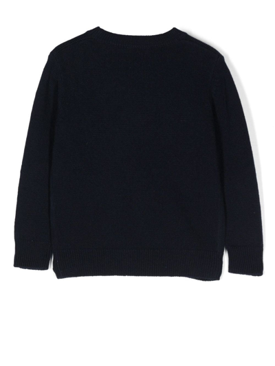 Shop Il Gufo Bird-embroidery Wool Sweater In Blau