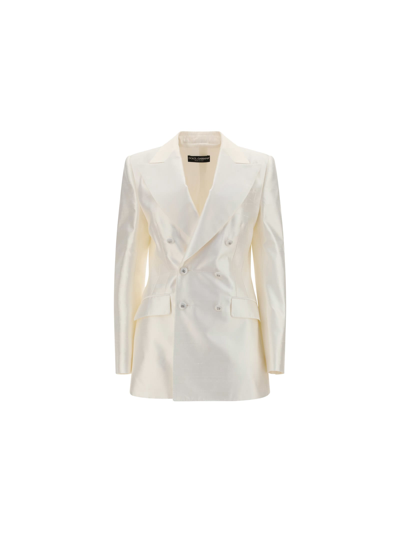 Shop Dolce & Gabbana Blazer Jacket In Bianco Panna