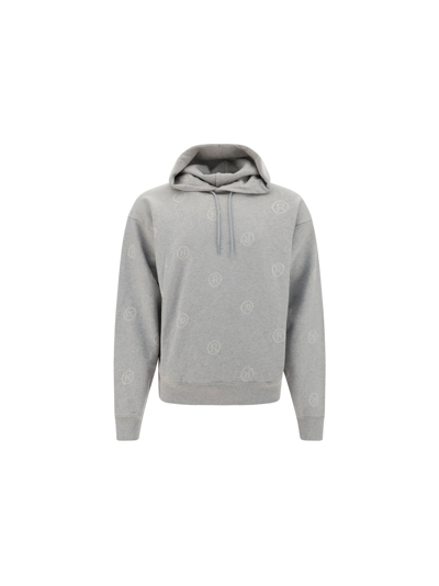 Shop Martine Rose Hoodie In Grey Marl With All Over R