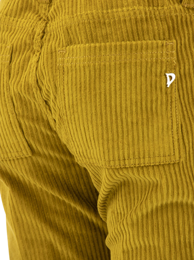 Shop Dondup Newmolly - Velvet Bootcut Trousers In Mustard
