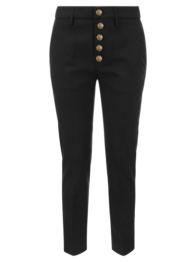 Shop Dondup Carmen - Slim Gabardine Lyocell Trousers In Black