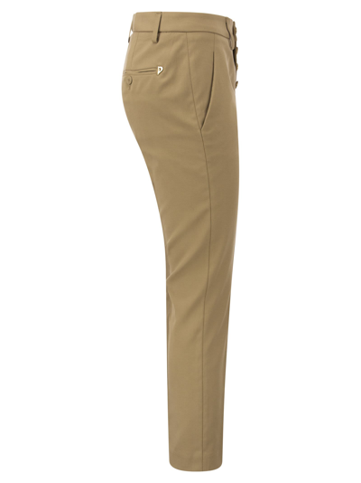 Dondup Carmen - Slim Gabardine Lyocell Trousers In Beige
