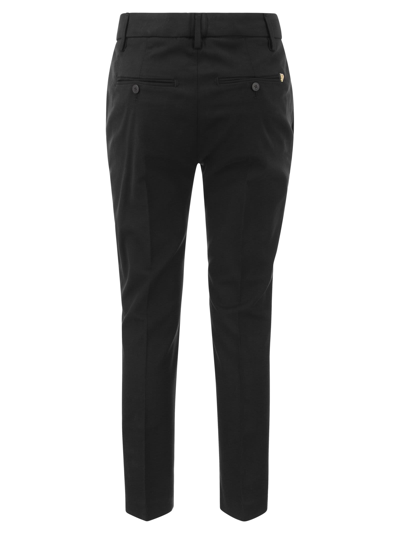 Shop Dondup Carmen - Slim Gabardine Lyocell Trousers In Black