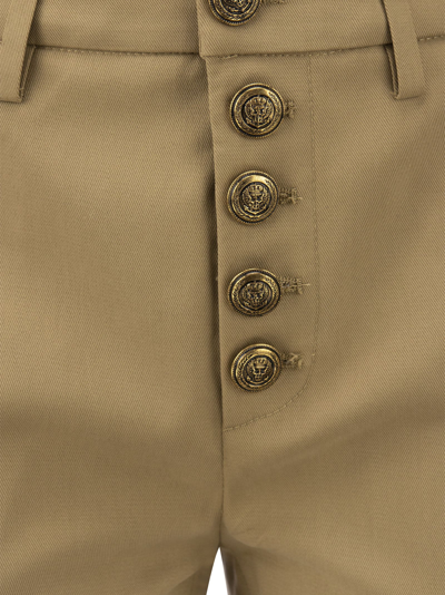 Dondup Carmen - Slim Gabardine Lyocell Trousers In Beige