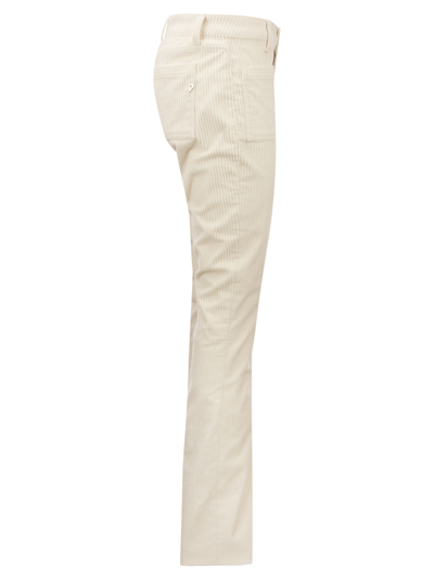 Shop Dondup Newmolly - Velvet Bootcut Trousers In Cream