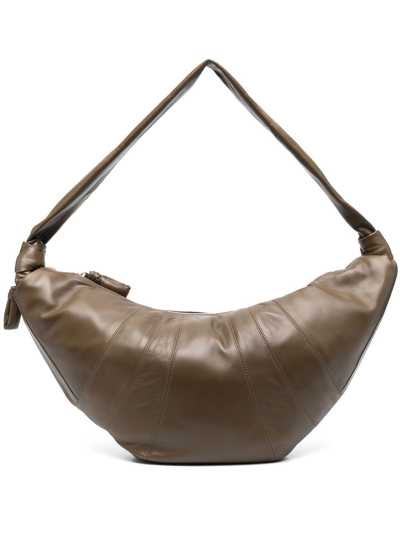 Shop Lemaire Soft Nappa Leather Large Croissant Bag In Dark Olive