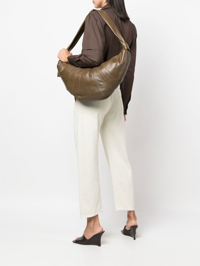 Shop Lemaire Soft Nappa Leather Large Croissant Bag In Dark Olive