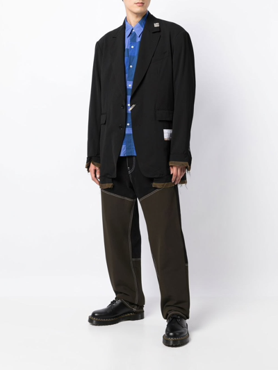 Shop Miharayasuhiro Maison Mihara Yasuhiro Men Chambray Satin Oversized Blazer In Black