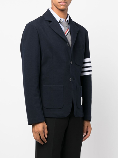 Shop Thom Browne Men Sport Coat In Varsity Pique In 415 Navy