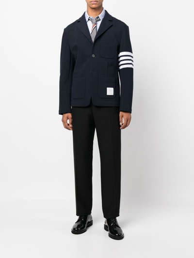 Shop Thom Browne Men Sport Coat In Varsity Pique In 415 Navy