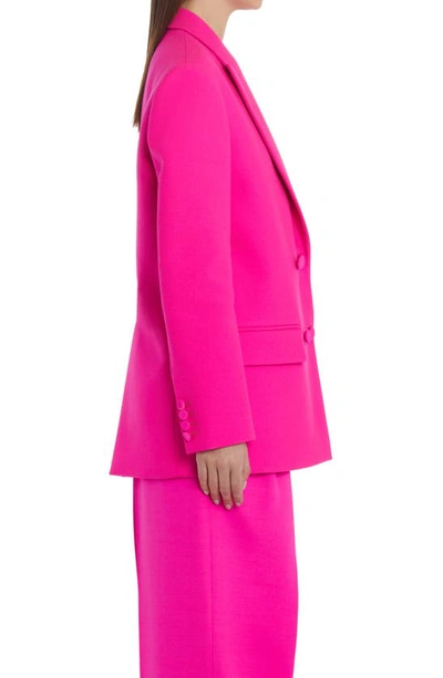 Shop Valentino Double Breasted Virgin Wool & Silk Blazer In Pink Pp Uwt