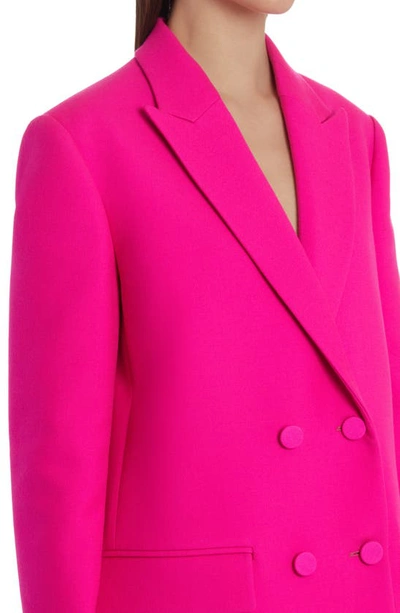 Shop Valentino Double Breasted Virgin Wool & Silk Blazer In Pink Pp Uwt