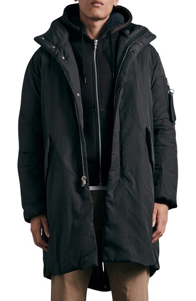 Shop Rag & Bone Fleet Parka With Ribbed Bib & Hood In Dkgreen