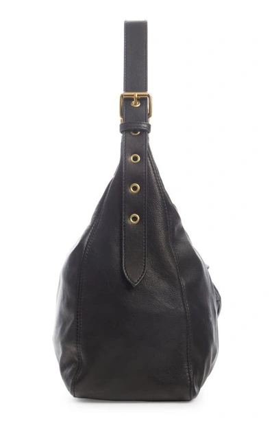 Shop Isabel Marant Mini Niamey Lambskin Hobo Bag In Black/ Gold