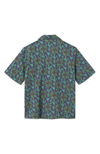 Shop Wood Wood Johan Chateau Stretch Organic Cotton Button-up Camp Shirt In Bright Green