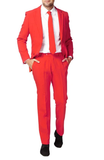 Shop Opposuits Opposuit 'red Devil' Trim Fit Two-piece Suit With Tie In Medium Red