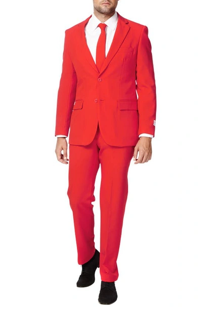 Shop Opposuits Opposuit 'red Devil' Trim Fit Two-piece Suit With Tie In Medium Red