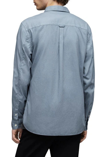 Shop Allsaints Hawthorne Slim Fit Stretch Cotton Button-up Shirt In Serene Blue