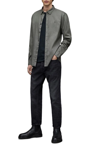 Shop Allsaints Hawthorne Slim Fit Stretch Cotton Button-up Shirt In Iris Grey