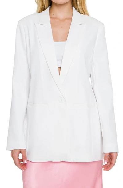 Endless Rose Tailored Single Button Blazer In True White