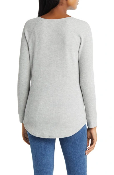 Caslon Waffle Knit Organic Cotton Blend Henley Top In Grey Heather
