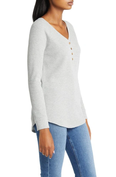Caslon Waffle Knit Organic Cotton Blend Henley Top In Grey Heather