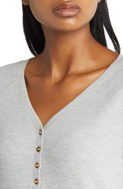 Caslon Waffle Knit Organic Cotton Blend Henley Top In Grey Heather