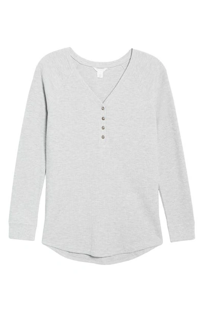 Caslon Waffle Knit Organic Cotton Blend Henley Top In Grey Heather