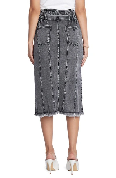 Wash Lab Denim Tie Waist Raw Hem Denim Skirt In Storm Grey