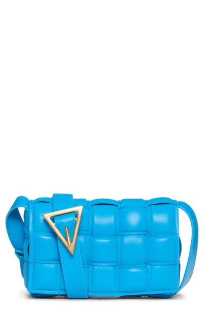 Shop Bottega Veneta Small Padded Cassette Intrecciato Leather Crossbody Bag In Pool-gold