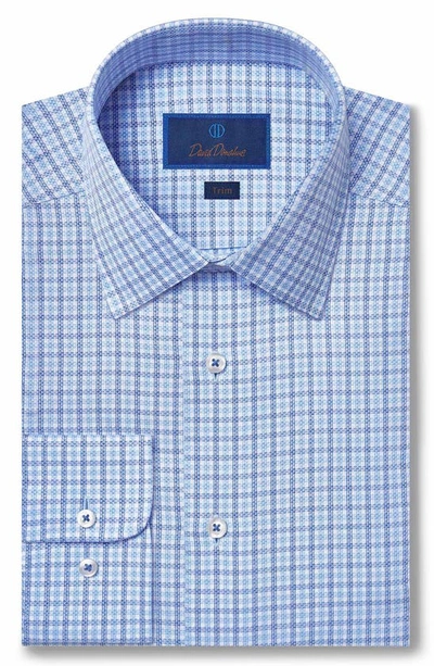 Shop David Donahue Trim Fit Check Cotton Dress Shirt In Blue