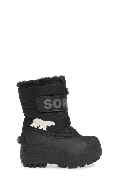 Shop Sorel Kids' Snow Commander Insulated Waterproof Boot In Black