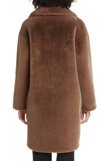 Shop Stand Studio Camille Long Faux Fur Cocoon Coat In Mole Brown