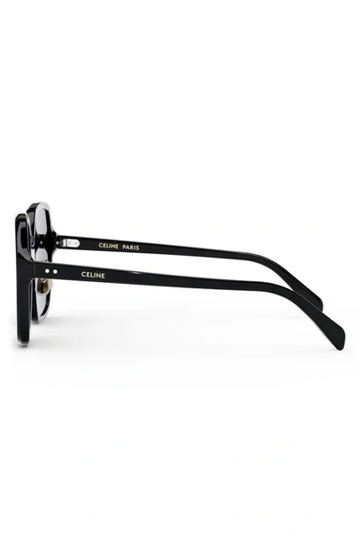 Shop Celine 58mm Geometric Sunglasses In Shiny Black / Gradient Smoke
