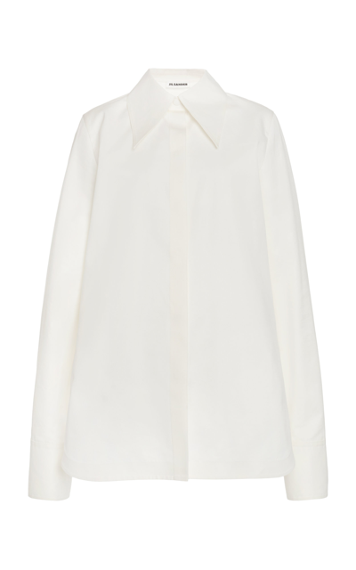 Shop Jil Sander Cupro Jersey Button-down Shirt In White