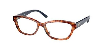 Shop Tory Burch Demo Rectangular Ladies Eyeglasses Ty2114u 1840 51 In Amber / Tortoise