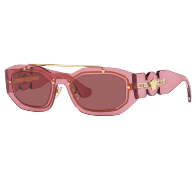 Shop Versace Dark Violet Geometric Unisex Sunglasses Ve2235 100269 51 In Dark / Pink / Violet