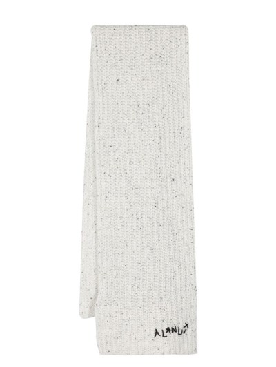 Shop Alanui Embroidered Logo Scarf In Weiss
